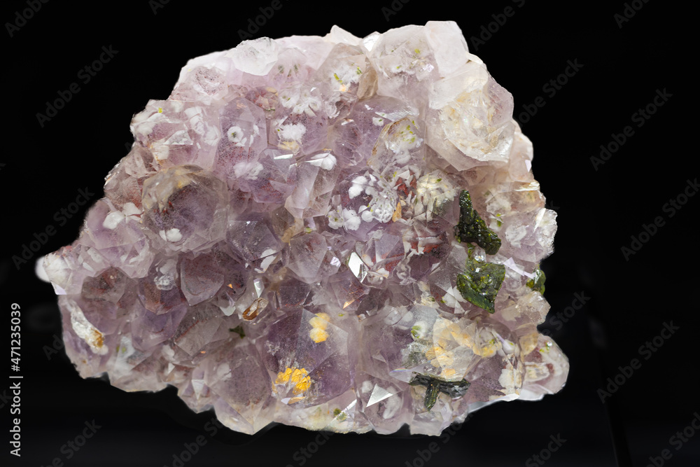 beautiful grey Quartz Crystal cluster gemstone isolated on black background beautiful grey Quartz Crystal cluster gemstone isolated on black background
