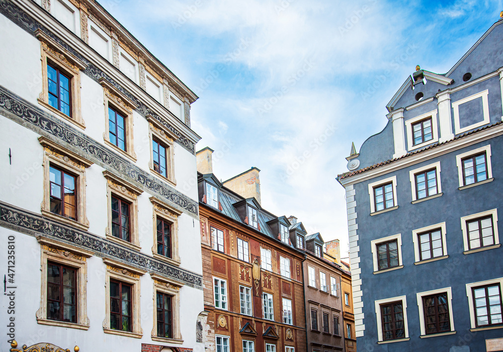 Fototapeta premium Antique building view in Old Town Warsaw, Poland