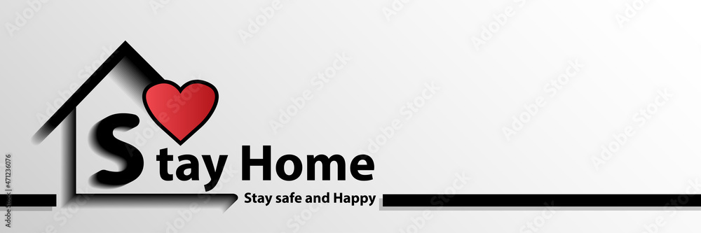 House icon line in concept of stay home stay safe and happy on white background. With copy space for website design and banners. vector illustration House icon line in concept of stay home stay safe and happy on white background. With copy space for website design and banners. vector illustration