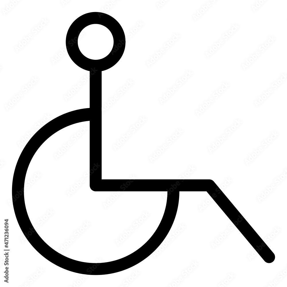 wheel chair icon with black outline style wheel chair icon with black outline style