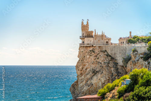 Castle Swallow's Nest in Crimea, Famous landmark, postcard view.