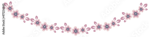Illustration on a sheet of 4x1 format - stylized flowers with leaves - graphics. Banner for text, gift