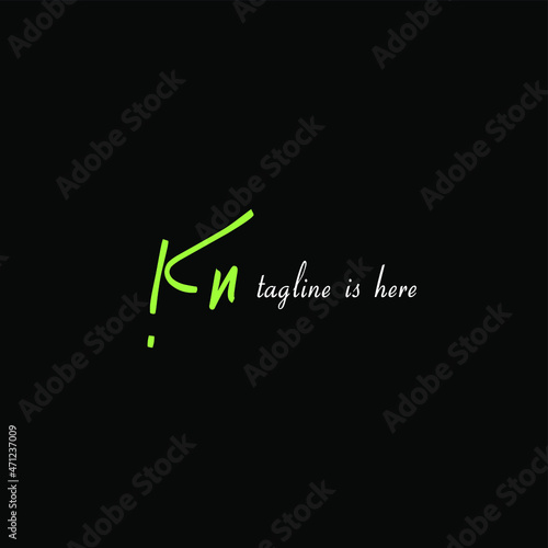 Simple Initial kn handwriting logo vector