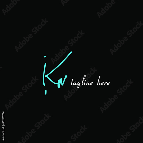 Simple Initial kn handwriting logo vector