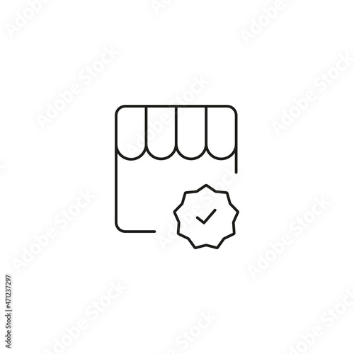 verified shop icon line style graphic design vector