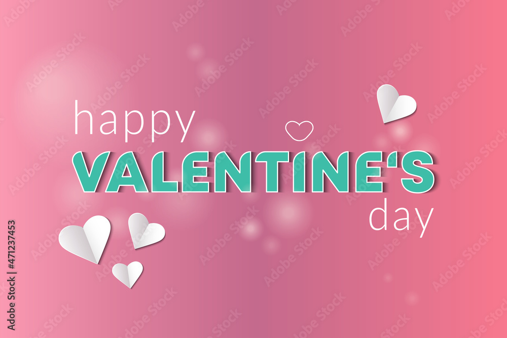 Valentine's day background with heart and typography happy valentines day text. Wallpaper, flyers, invitations, posters, brochures, banners. Vector illustration. 