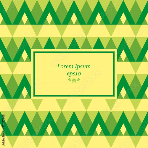 The card of different triangles. Background of triangles and lozenges; postcard with abstract fir-tree
