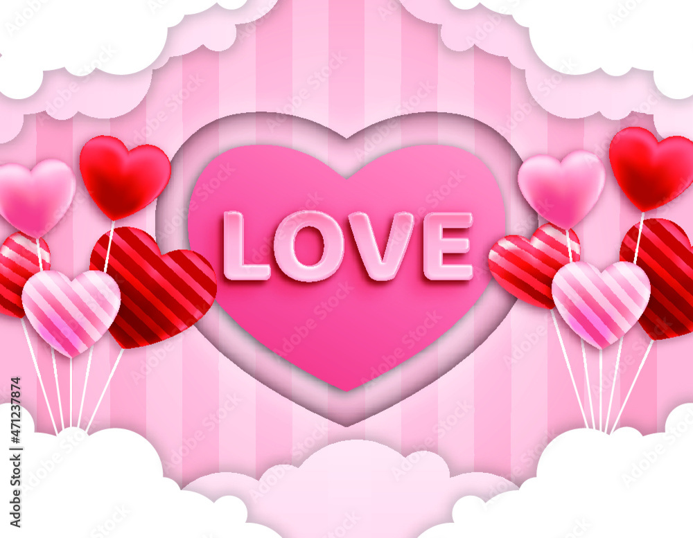 Lovely happy valentine's day background with hearts premium Vector Lovely happy valentine's day background with hearts premium Vector