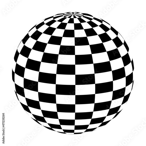 Chequered Sphere on white for design of logo. Vector art