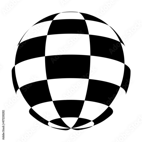 Chequered Sphere on white for design of logo. Vector art