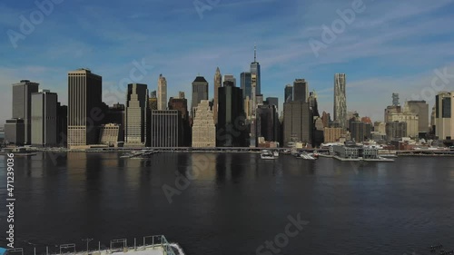 10 Febryary 2021 NYC NY USA: Beautiful America of aerial view on New York City Manhattan skyline panorama with skyscrapers over Hudson River US photo