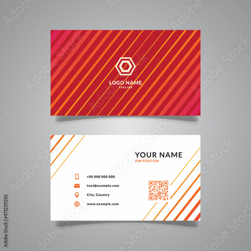 modern business card with line pattern texture gradation color style design vector graphic