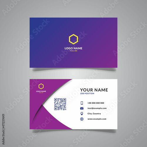minimal modern business card violet gradation color design vector graphic