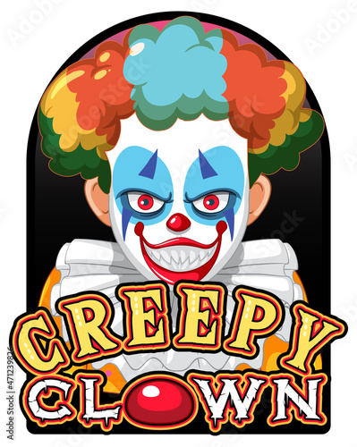 Scary clown with creepy clown logo