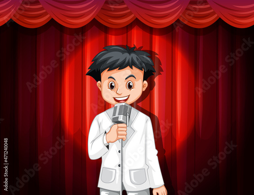 Speaker man with microphone on stage