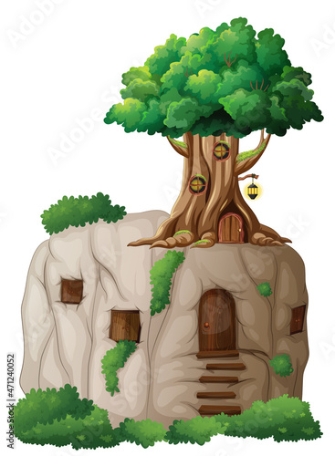 Isolated fantasy tree on cliff