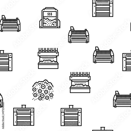 Flour Factory Industry Production Vector Seamless Pattern Thin Line Illustration