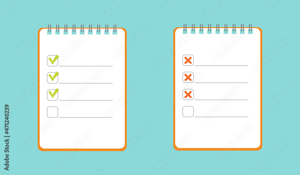 To do list icon. A notebook with a completed and unfinished to-do list.
To do list icon. A notebook with a completed and unfinished to-do list.