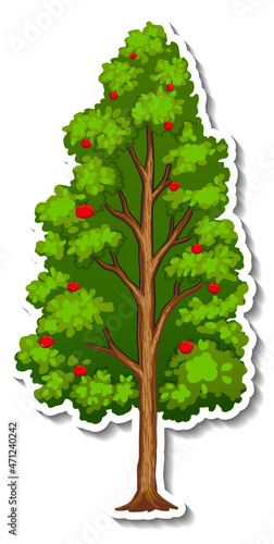Tree sticker on white background