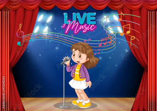 Little girl performing singing on stage