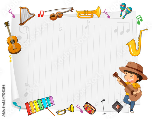 Empty paper with musical instruments