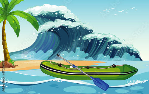 Inflatable boat at the beach
