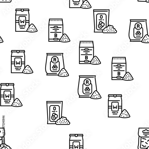 Flour Factory Industry Production Vector Seamless Pattern Thin Line Illustration