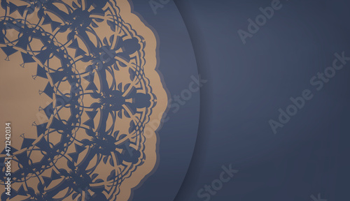 Baner in blue with Indian brown ornament and place for text