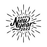happy new year 2022 greeting in black and white