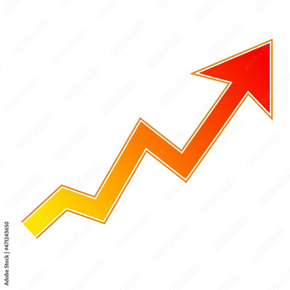 A growing graph in the form of a red arrow. Vector illustration A growing graph in the form of a red arrow. Vector illustration