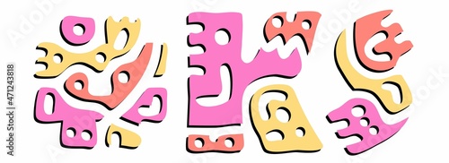 KS Hashtag. Doodle isolate text. Colored curves decorative doodle letters. Hashtag #KS is abbreviation for the US American state Kansas for print, social network.