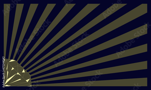 Stylized diamond, rays of light, lens flare. The background is blue. Vector. Can be used as a corporate identity or background. Easily insert contrasting space for text and wrap beams.