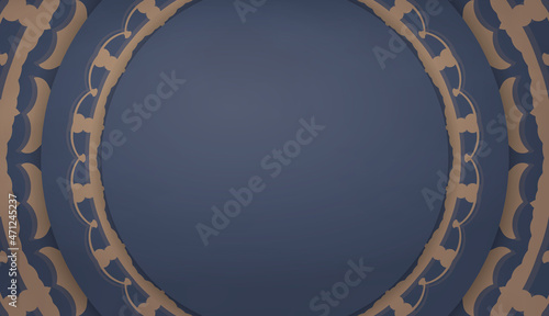 Baner in blue with vintage brown ornament and place for your text
