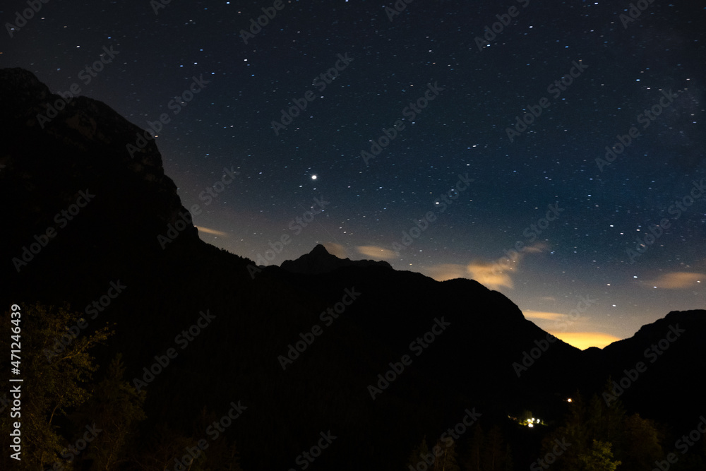 Mountains silhouette at night Mountains silhouette at night
