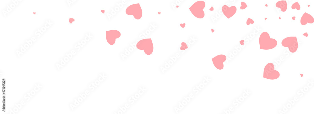 Pink Heart Vector Panoramic White Backgound.