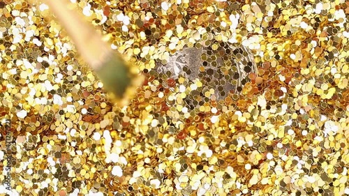 One Turkish Lira Coin Rotates On A golden Background.