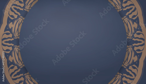 Baner in blue with vintage brown pattern for design under your text