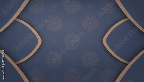 Baner in blue with vintage brown pattern for design under your text