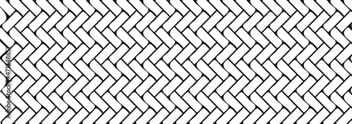 Geometric texture, repeating linear abstract pattern Diagonally laid bricks Scandinavian style brick background Herringbone pattern. Stylized vector white brick wall background. For backdrop, pack, pr