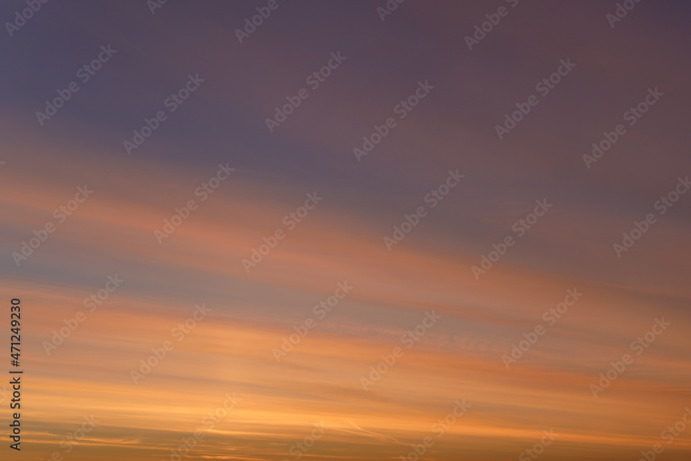 Abstract background of a calm, romantic, gentle sky. Blue and orange sky