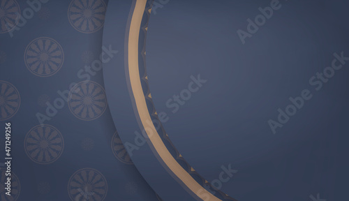 Banner template in blue with vintage brown ornament and space for text