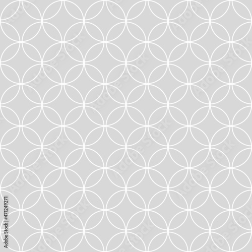 White line circles seamless pattern on the gray background. Vector illustration. Wrapping paper.