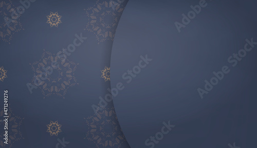 Banner template in blue with vintage brown ornament and space for text