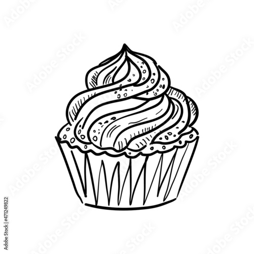 Vector illustration of a cupcake isolated on a white background.
