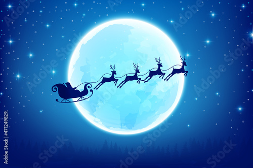 Santa Claus is flying in the night sky 001
