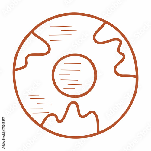 Line Ceramic plate, faience dish, handmade clay dishes. Hand drawn vector illustration in doodle style. Isolated element on a white background