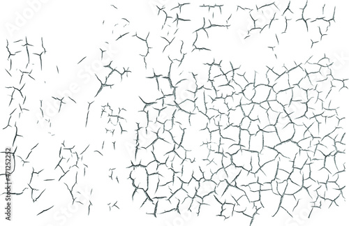 Vector cracks overlay. Black and white grunge pattern made from natural oil paint crackle. Cool texture of cracks, stains, scratches, splash, etc for print and design. EPS10.