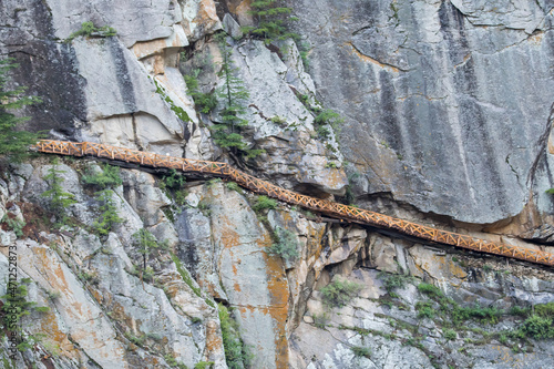 View of Gartang Gali wooden bridge in Uttarkashi photo