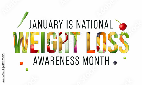 National Weight loss awareness month is observed every year during January, Vector illustration