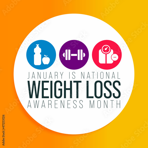 National Weight loss awareness month is observed every year during January, Vector illustration